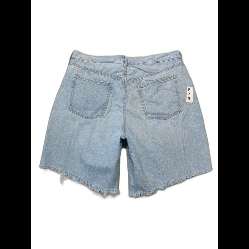 Old Navy Liz Midrise Baggy Raw Hem 9 Inch Denim Shorts Light Wash 14